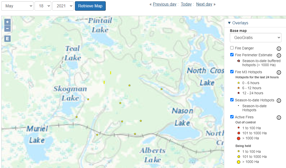 Natural Resources Canada Firemap approx 4:00 PM May 18